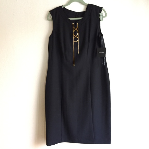 Ellen Tracy Sleeveless Lace Up Shift Dress - Picture 3 of 4